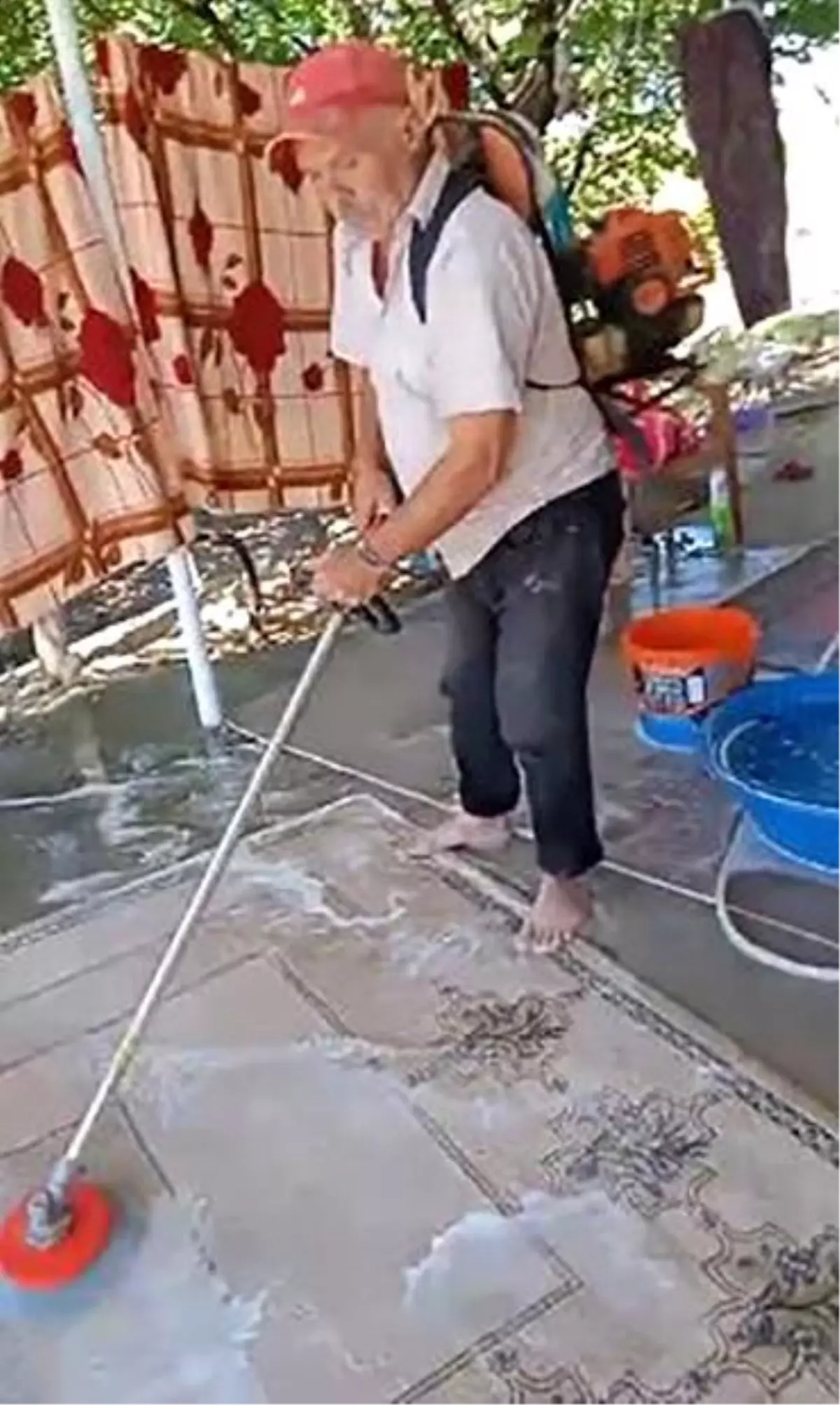Yaratıcı İnovasyon: Ot Biçme Makinesi Halı Yıkama İçin Kullanılıyor