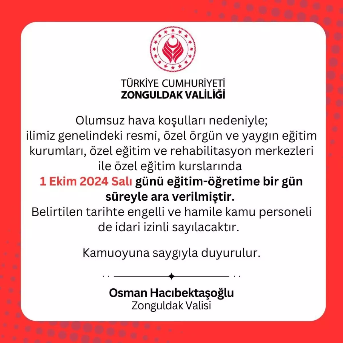 Zonguldak’ta Olumsuz Hava Koşulları Nedeniyle Okullarda Eğitim Ara Verildi
